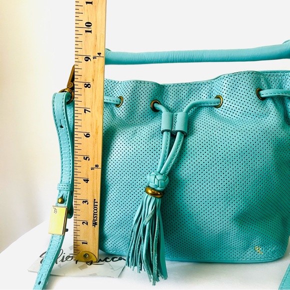 ELLIOTT LUCCA Women's Perforated Leather Crossbody Bucket Bag - Picture 12 of 13